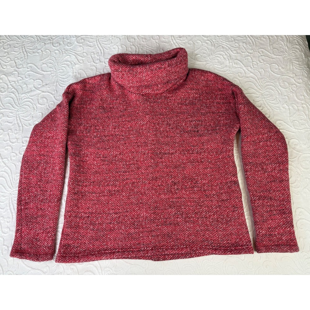 Columbia Sportswear Red heather pattern Knit Cowl neck Sweater Women's Size M‎
